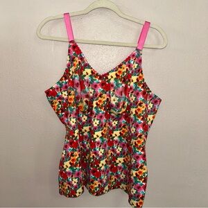 Ruby Ribbon Floral Print Camisole with Pink Straps shapewear